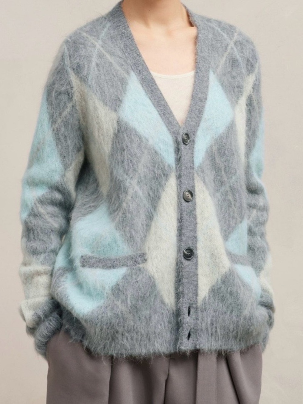 Ami Paris Argyle wool-blend cardigan